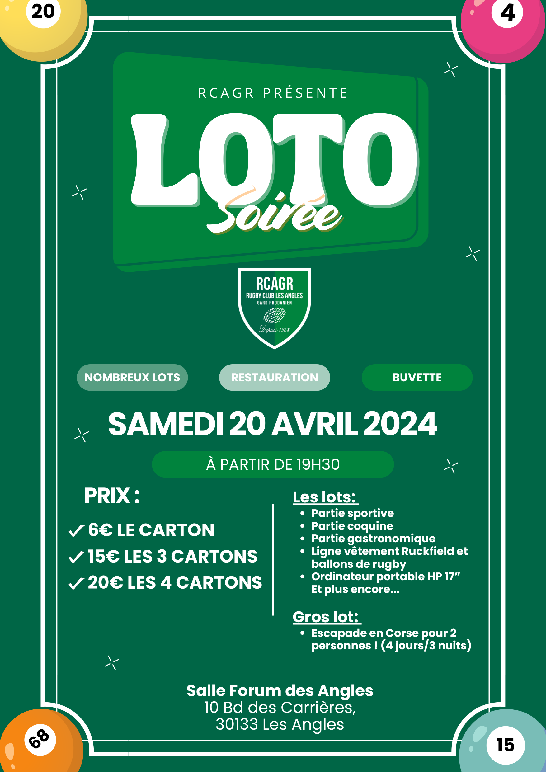Affiche Poster Évènement Soirée Loto Bingo Vintage Illustré Bleu Coloré VD.png